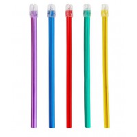 Plasdent Tropical Saliva Ejectors, 5 Translucent  Multi-Colored Tubing, 100pcs/bag, Disposable.